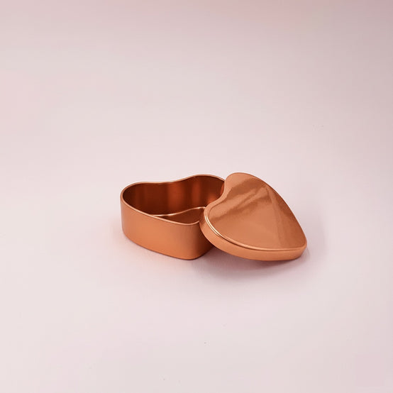 Boîte métal cœur cuivré avec couvercle 50 ml pour fabrication de bougies maison