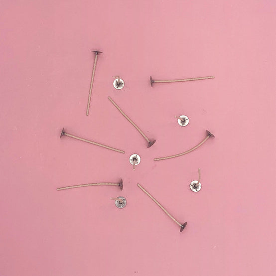 Mèches en coton pré-cirées sur socle pour bougies référence T21/12
