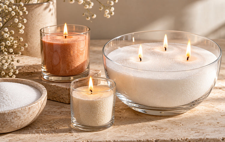 verres avec sable de bougie blanc et orange